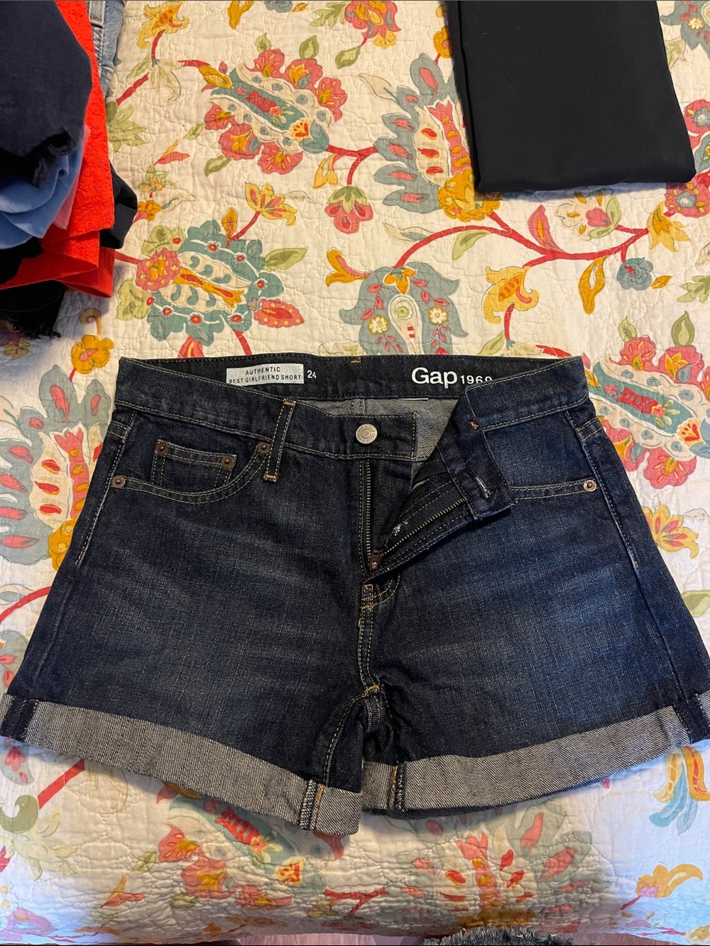GAP Dark Blue Denim Rolled-Hem Women's Shorts